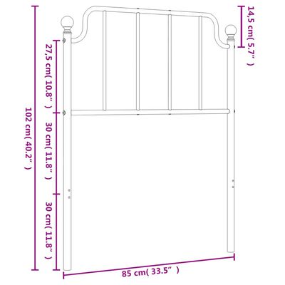 vidaXL Metal Headboard Black 80 cm