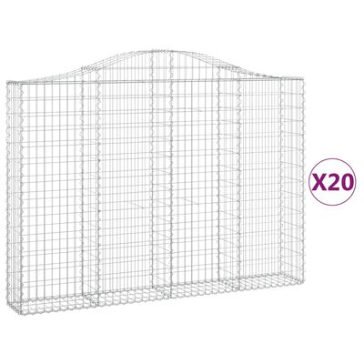 vidaXL Arched Gabion Baskets 20 pcs 200x30x140/160 cm Galvanised Iron