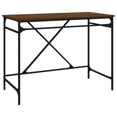 vidaXL Desk Brown Oak 100x50x75 cm Engineered Wood and Iron