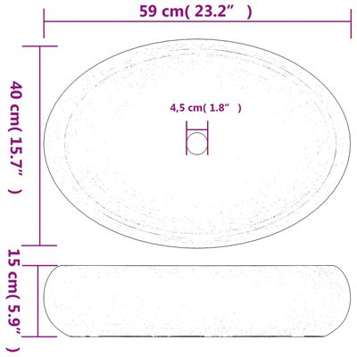 vidaXL Countertop Basin Brown Oval 59x40x15 cm Ceramic