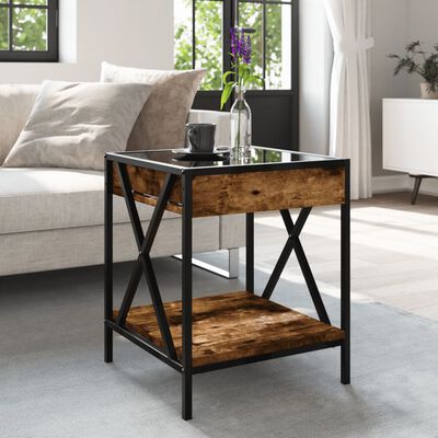 vidaXL Coffee Table with Infinity LED Smoked Oak 40x40x49 cm