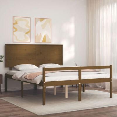 vidaXL Senior Bed without Mattress Honey Brown King Size Solid Wood