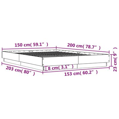 vidaXL Bed Frame without Mattress Concrete Grey 150x200 cm King Size