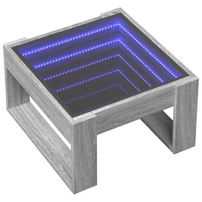 vidaXL Coffee Table with Infinity LED Grey Sonoma 50x53x30 cm