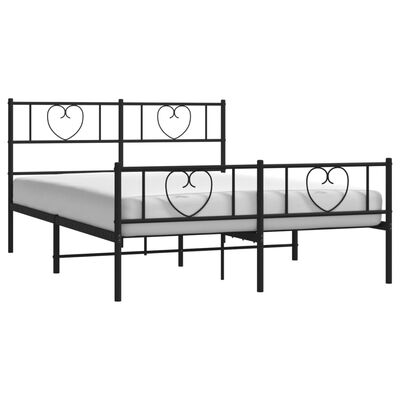 vidaXL Metal Bed Frame without Mattress with Footboard Black 135x190 cm Double