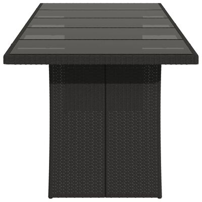 vidaXL Garden Table with Glass Top Black 240x90x75 cm Poly Rattan