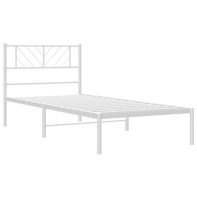 vidaXL Metal Bed Frame without Mattress with Headboard White 100x200 cm