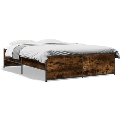 vidaXL Bed Frame without Mattress Smoked Oak 120x190 cm Small Double