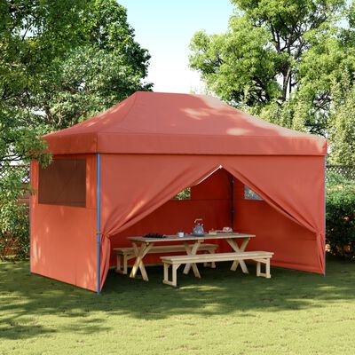 vidaXL Foldable Party Tent Pop-Up with 4 Sidewalls Terracotta