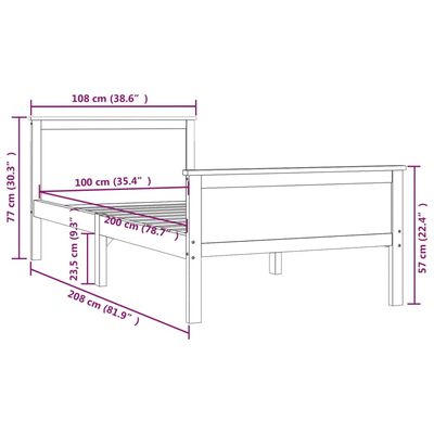 vidaXL Bed Frame without Mattress Solid Wood Pine 100x200 cm