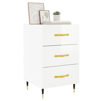 vidaXL Bedside Cabinet High Gloss White 40x40x66 cm Engineered Wood