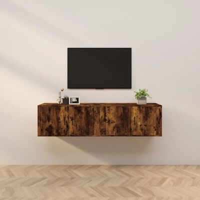 vidaXL Wall-mounted TV Cabinets 2 pcs Smoked Oak 80x34.5x40 cm