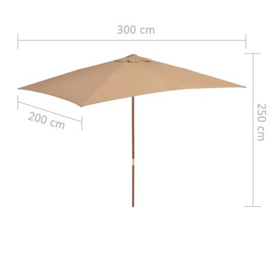 vidaXL Garden Parasol with Wooden Pole 200x300 cm Taupe