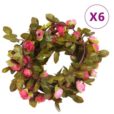 vidaXL Christmas Flower Garlands 6 pcs Rose 215 cm