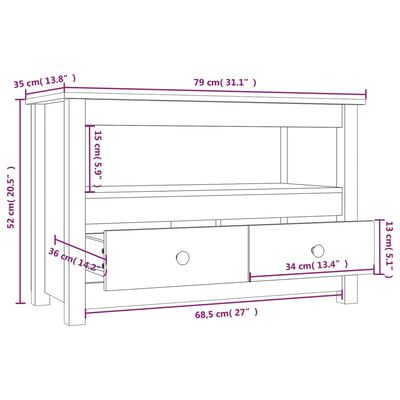 vidaXL TV Cabinet 79x35x52 cm Solid Wood Pine