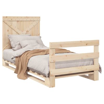 vidaXL Bed Frame without Mattress with Headboard 90x200 cm Solid Wood