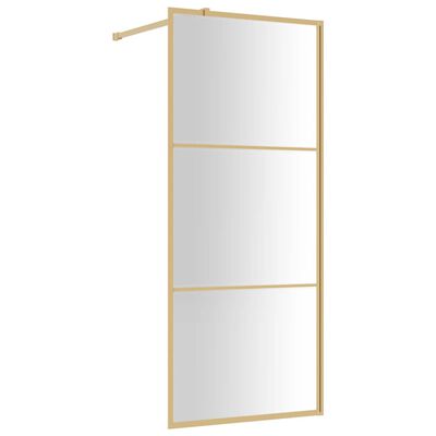 vidaXL Walk-in Shower Wall with Clear ESG Glass Gold 80x195 cm