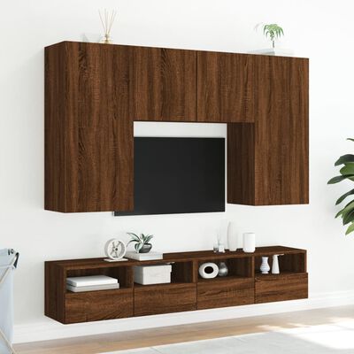 vidaXL TV Wall Cabinets 2 pcs Brown Oak 80x30x30 cm Engineered Wood