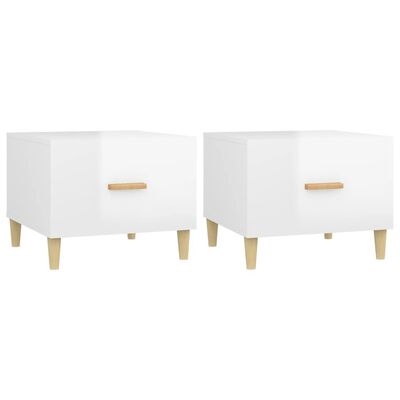 vidaXL Coffee Tables 2 pcs High Gloss White 50x50x40 cm Engineered Wood