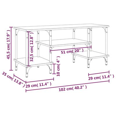 vidaXL TV Cabinet Smoked Oak 102x35x45.5 cm Engineered Wood