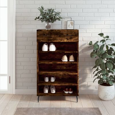 vidaXL Shoe Cabinet Smoked Oak 60x35x105 cm Engineered Wood