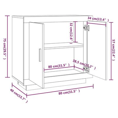 vidaXL Sideboard Concrete Grey 80x40x75 cm Engineered Wood