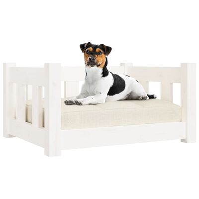 vidaXL Dog Bed White 55.5x45.5x28 cm Solid Wood Pine