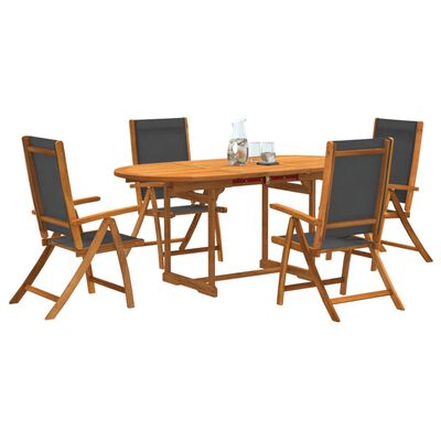 vidaXL 5 Piece Garden Dining Set Solid Wood Acacia and Textilene