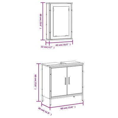 vidaXL 2 Piece Bathroom Furniture Set Brown Oak Engineered Wood