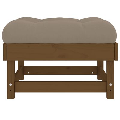vidaXL Garden Footstool with Cushion Honey Brown Solid Wood Pine