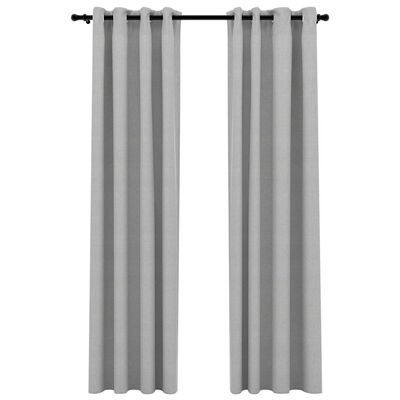 vidaXL Linen-Look Blackout Curtains with Grommets 2pcs Grey 140x245cm