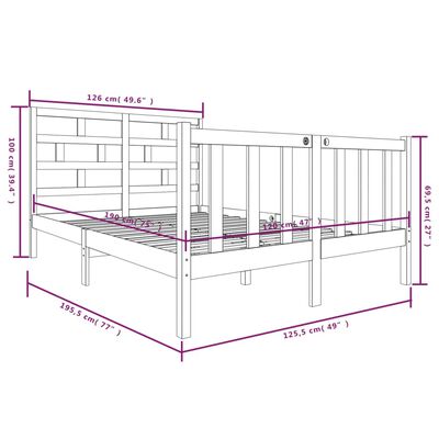 vidaXL Bed Frame without Mattress Solid Wood Pine Small Double