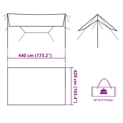 vidaXL Camping Tarp Grey and Orange 420x440 cm Waterproof