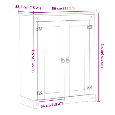 vidaXL Shoe Cabinet Corona 86x38.5x108 cm Solid Wood Pine