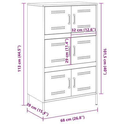 vidaXL Highboard Black 68x39x113 cm Steel