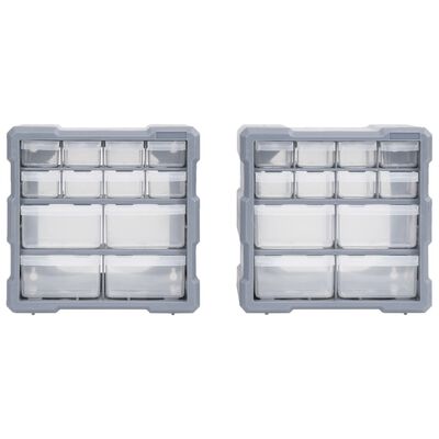 vidaXL Multi-drawer Organisers with 12 Drawers 2 pcs 26.5x16x26 cm