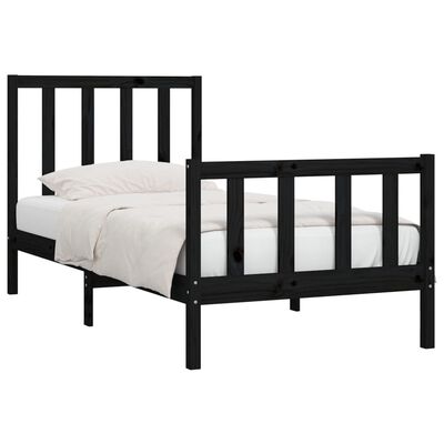 vidaXL Bed Frame without Mattress Black 90x190 cm Single Solid Wood