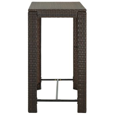 vidaXL 5 Piece Outdoor Bar Set with Armrest Poly Rattan Brown