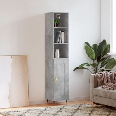 vidaXL Highboard Concrete Grey 34.5x34x180 cm Engineered Wood