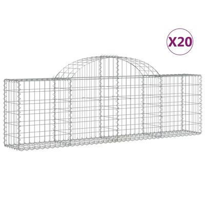 vidaXL Arched Gabion Baskets 20 pcs 200x30x60/80 cm Galvanised Iron