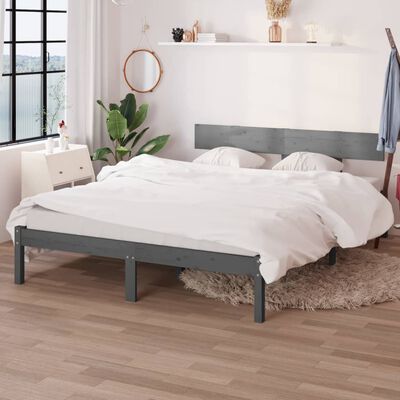 vidaXL Bed Frame without Mattress Grey Solid Wood 140x200 cm