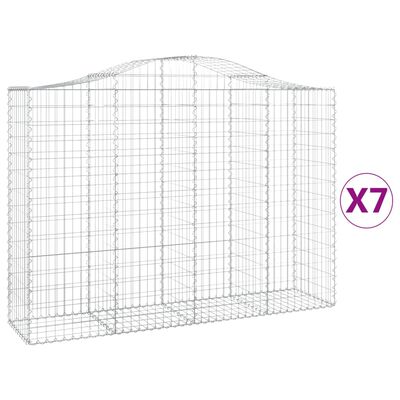 vidaXL Arched Gabion Baskets 7 pcs 200x50x140/160 cm Galvanised Iron