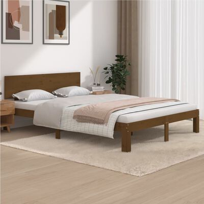 vidaXL Bed Frame without Mattress Honey Brown Solid Wood Pine 140x200 cm