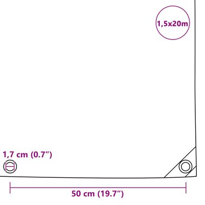 vidaXL Tarpaulin 650 g/m² 1.5x20 m Grey