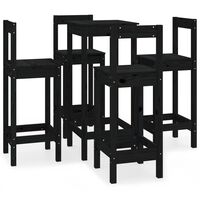 vidaXL 5 Piece Bar Set Black Solid Wood Pine