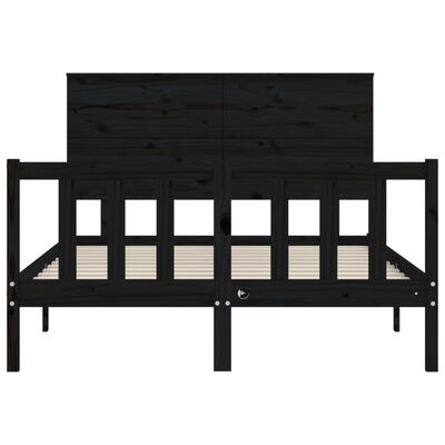 vidaXL Bed Frame without Mattress Black Small Double Solid Wood Pine