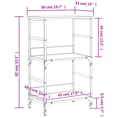 vidaXL Bookshelf Smoked Oak 50x33x82 cm Engineered Wood