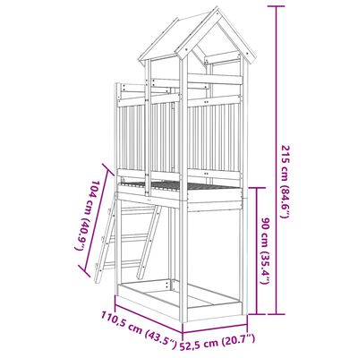 vidaXL Play Tower with Ladder 110.5x52.5x215 cm Impregnated Wood Pine