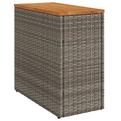 vidaXL Garden Side Table with Wooden Top Grey 58x27.5x55 cm Poly Rattan