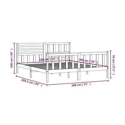 vidaXL Bed Frame without Mattress Super King Solid Wood